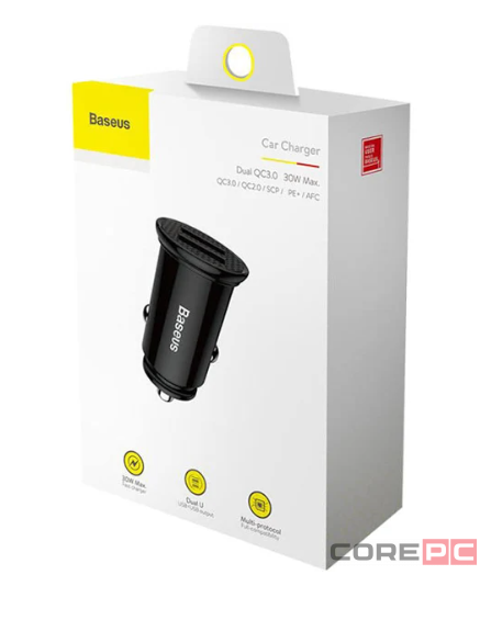 Автомобильное заряд. устр. Baseus Circular Plastic 2USB 30W (CCALL-YD01) черное