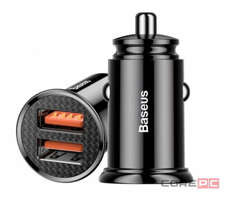 Автомобильное заряд. устр. Baseus Circular Plastic 2USB 30W (CCALL-YD01) черное