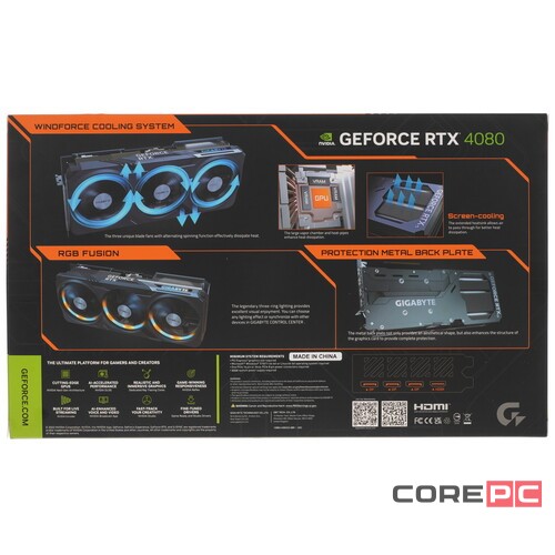 Видеокарта Gigabyte (GV-N4080GAMING OC-16GD) GeForce RTX 4080 16GB GAMING OC