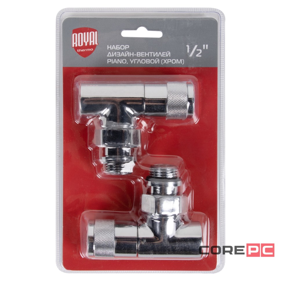 Набор дизайн-вентилей PIANO, угловой (хром) 1/2quot;