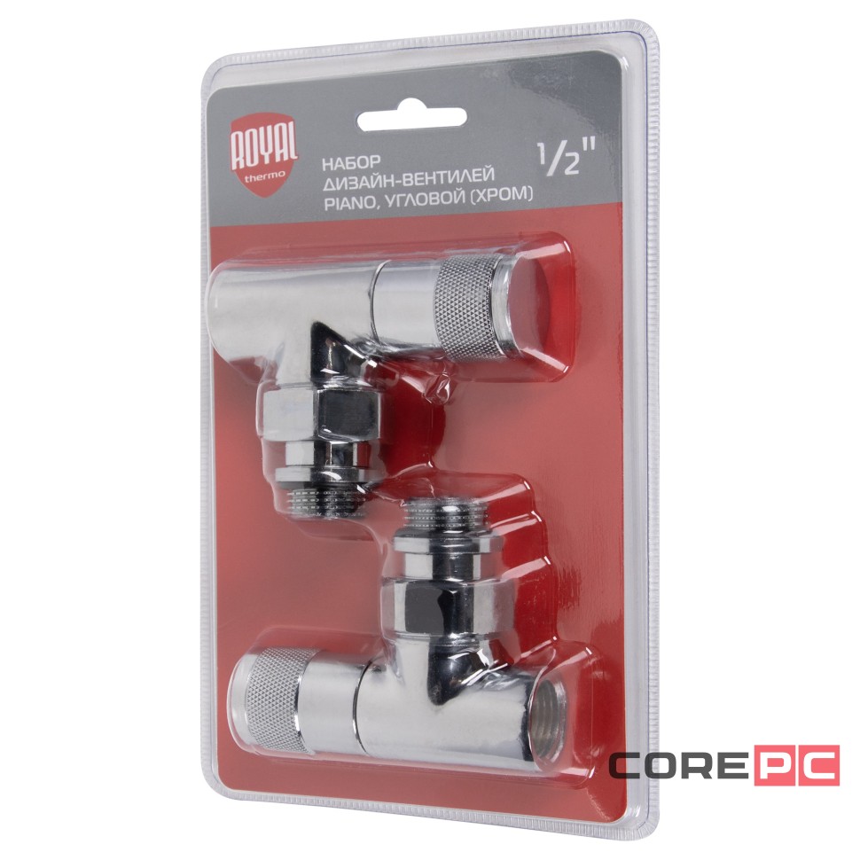 Набор дизайн-вентилей PIANO, угловой (хром) 1/2quot;