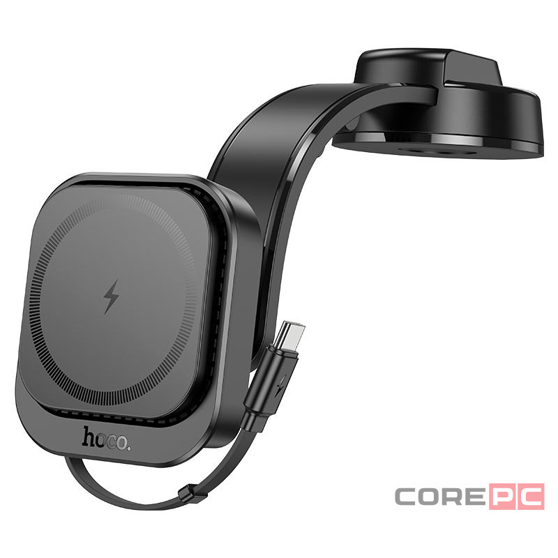 Держатель c беспроводной зарядкой на торпеду Hoco HW24 15W магнитный черный