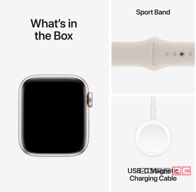 Apple Watch SE (2024) 44mm Starlight Aluminium Case with Starlight Sport Band (M/L)