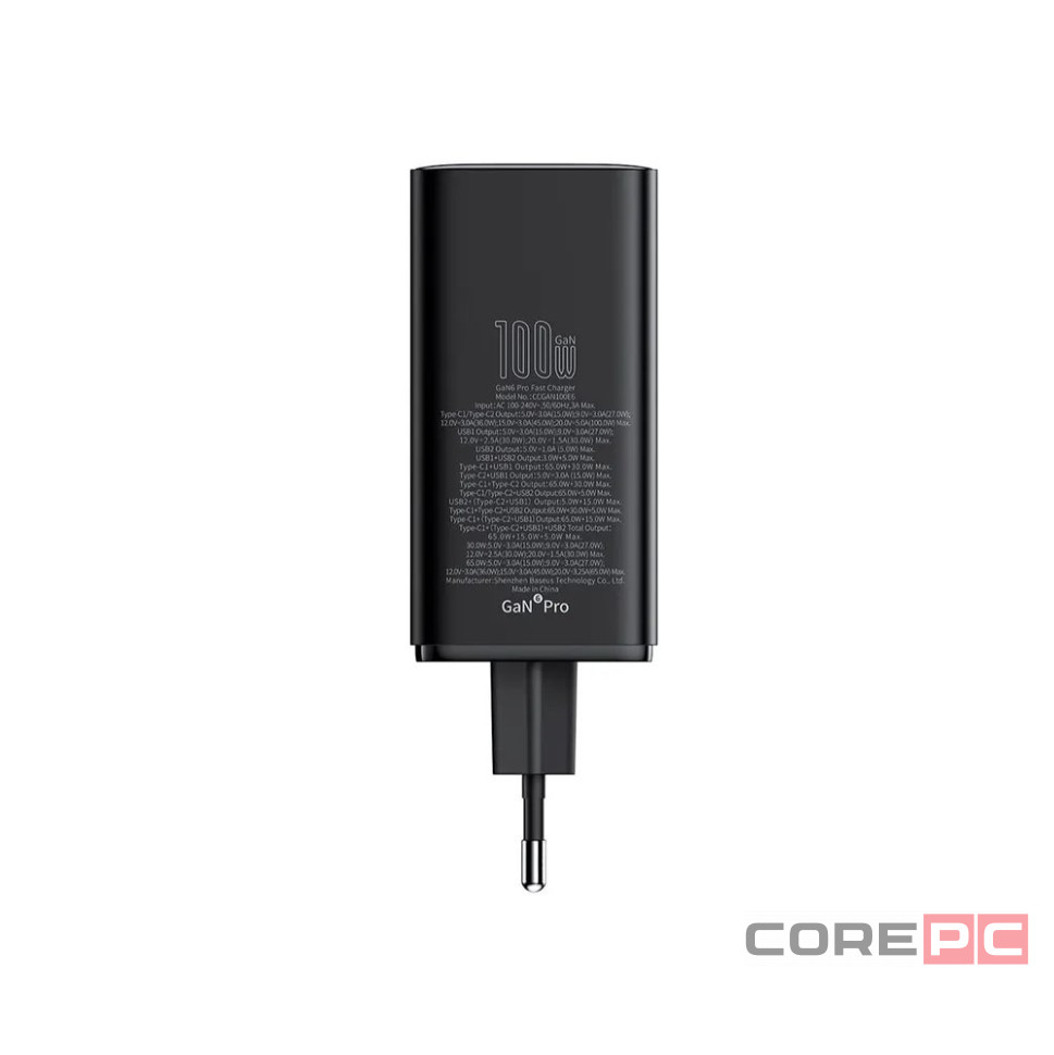 Сетевое зар. устр. Baseus GaN6Pro Fast Charger 2USB/2C 100W кабель T-C на T-C P10162705112-00 черное