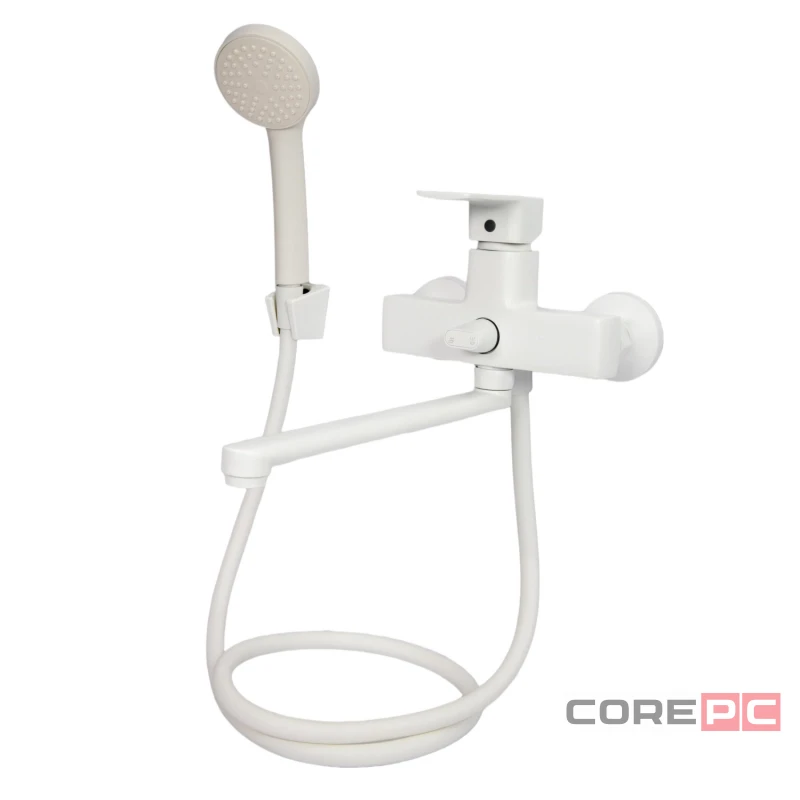 Смеситель для ванны и раковины MIXLINE МЛ16-02Б, рычажное управление, цвет белый