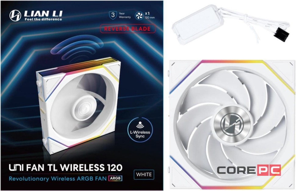 Вентилятор для корпуса Lian Li UNI FAN TL WIRELESS 120 Reverse Blade 12RTL1W1W ARGB White (G99.12RTL1W1W.R0)