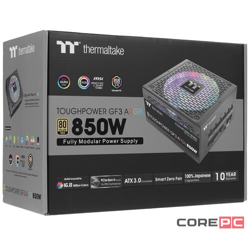 Блок питания Thermaltake 850W Toughpower GF3 ARGB PS-TPD-0850F4FAGE-1 16 Pin (PCIe 5.0 Connector Cable Details)