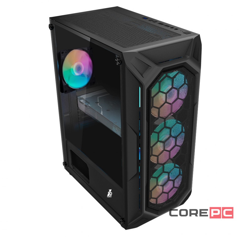 Компьютерный корпус 1STPLAYER FIREBASE X6 TG LED Black (X6-3G6P-1G6)