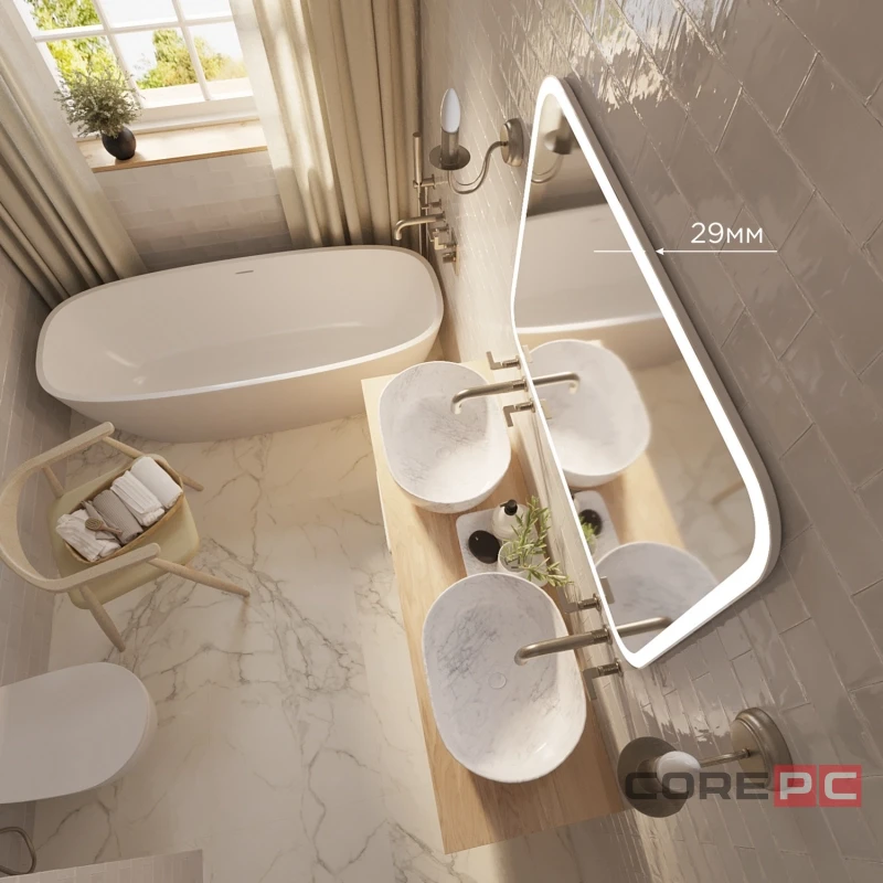 Зеркало MIXLINE Стив 915х685 (ШВ) сенсорный выключатель, светодиодная подсветка