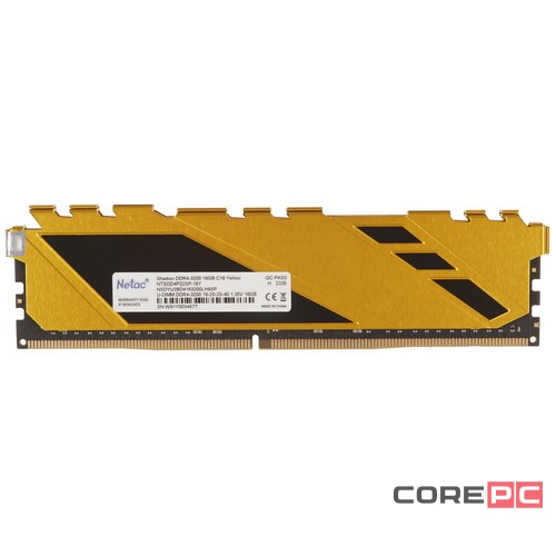 Оперативная память 16 Gb 3200 MHz NETAC SHADOW Yellow (NTSDD4P32SP-16Y)