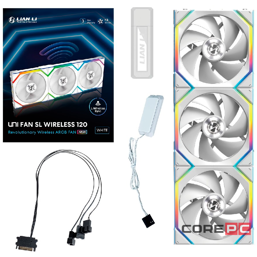 Комплект вентиляторов для корпуса Lian Li UNI FAN SL WIRELESS 120 ARGB White 12SL1W3W (G99.12SL1W3W.R0)