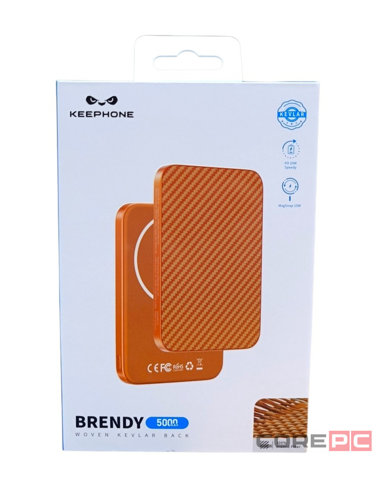 Powerbank магнитный с MagSafe Keephone Brendy Woven (Diago) 5000mAh оранжевый