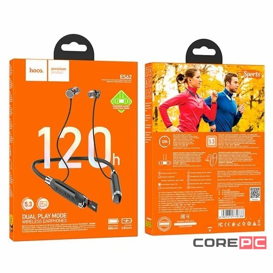 Беспроводные наушники для спорта Hoco ES62 BT5.3/800mAh/120ч черный