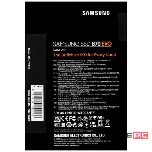 Твердотельный накопитель Samsung 2000 Gb 870 EVO (MZ-77E2T0B/EU)