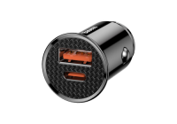 Автомобильное заряд. устр. Baseus Circular Plastic 1USB/1C 30W (CCALL-YS01) черное