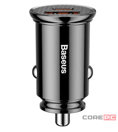 Автомобильное заряд. устр. Baseus Circular Plastic 1USB/1C 30W (CCALL-YS01) черное