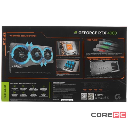 Видеокарта Gigabyte (GV-N4080EAGLE OC-16GD) GeForce RTX 4080 16GB EAGLE OC