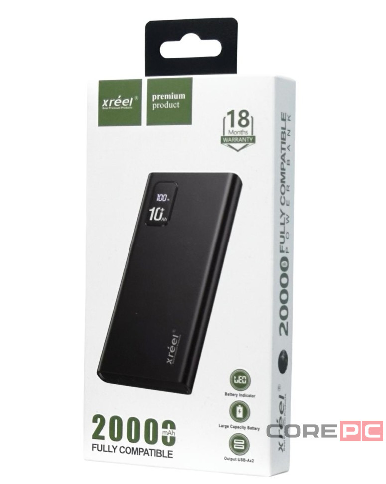 Powerbank Xreel 20000mAh 2USB/1USB-C/Micro черный