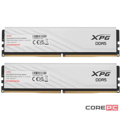 Оперативная память 32 Gb 6000 MHz ADATA XPG LANCER Blade White (AX5U6000C3016G-DTLABWH)