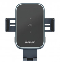 Держатель c зажимом c Magsafe в воздуховод Momax Q.Mount Smart6 Dual Coil Wireless 15W серый