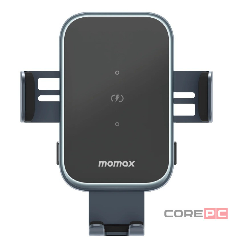 Держатель c зажимом c Magsafe в воздуховод Momax Q.Mount Smart6 Dual Coil Wireless 15W серый