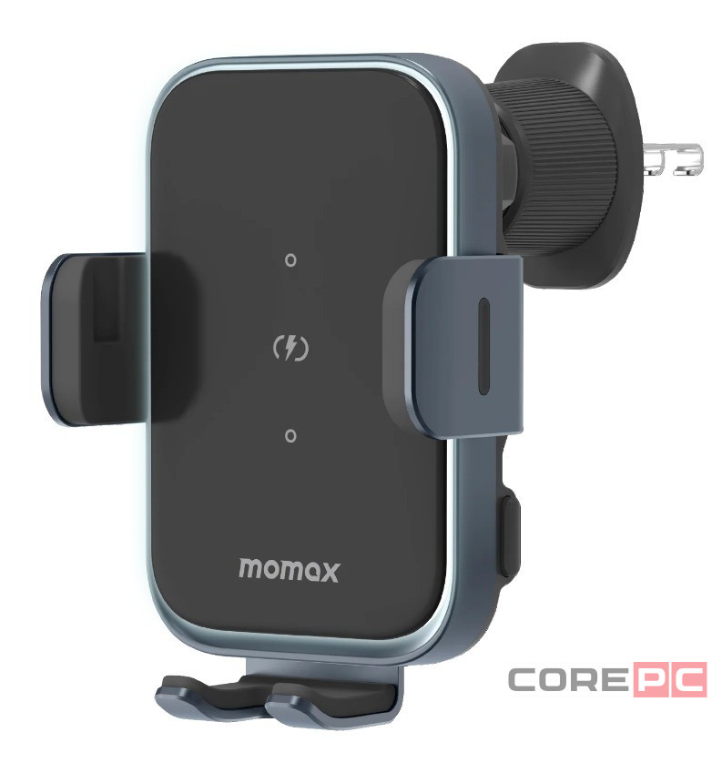 Держатель c зажимом c Magsafe в воздуховод Momax Q.Mount Smart6 Dual Coil Wireless 15W серый