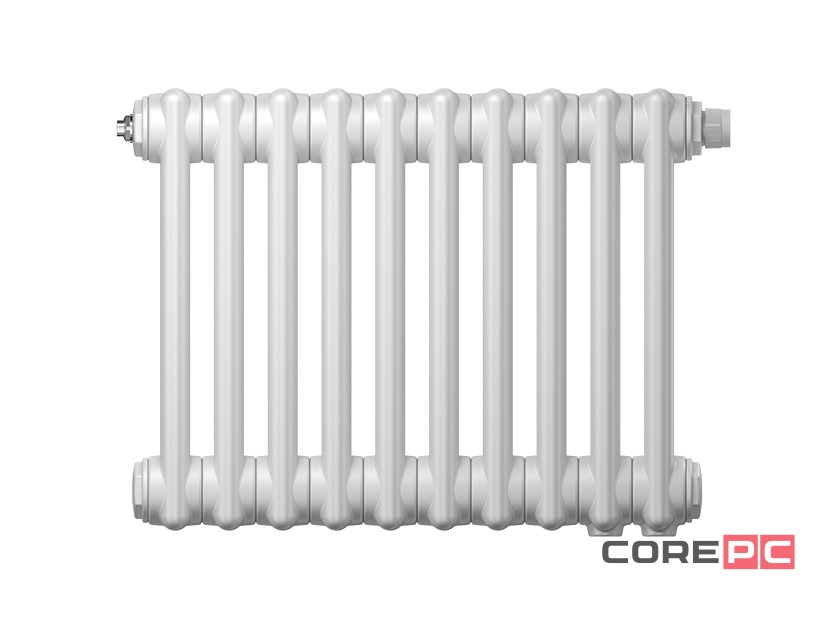 Радиатор трубчатый Zehnder Charleston Retrofit 3037, 28 сек.1/2 ниж.подк. RAL9016 (кроншт.в компл)