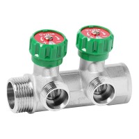 Коллектор VIEIR латунный с регулирующими вентилями 1quot;x3/4quot;- 2 вых. VR526-2