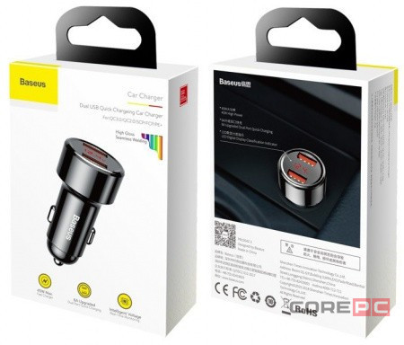 Автомобильное заряд. устр. Baseus Magic Series 2USB 6A 45W (CCMLC20A-01) черное