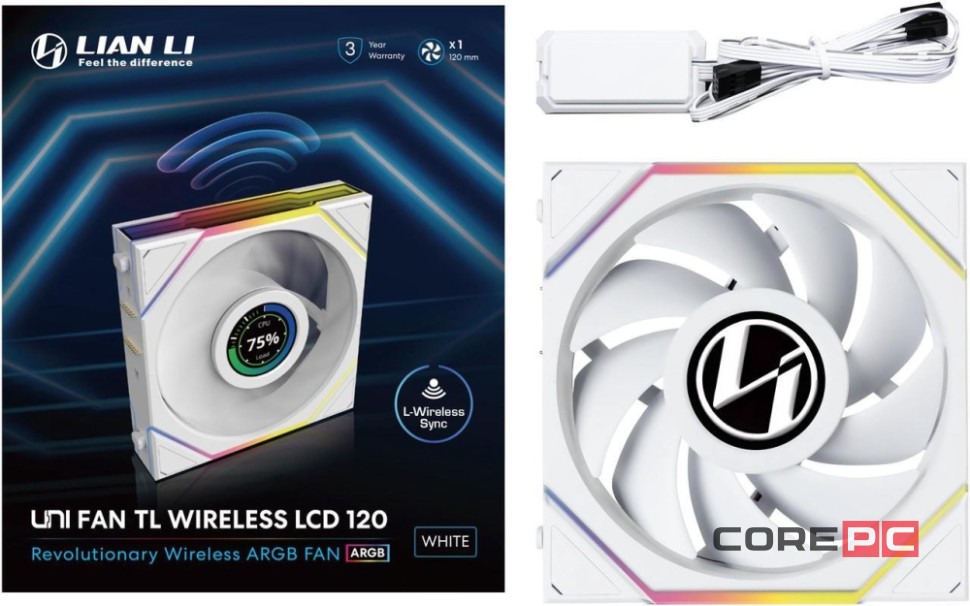 Вентилятор для корпуса Lian Li UNI FAN TL WIRELESS LCD 120 12TLLCD1W1W ARGB White (G99.12TLLCD1W1W.R0)