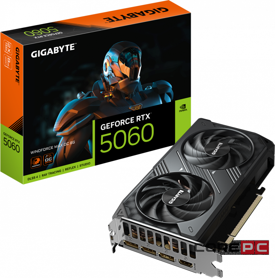 Видеокарта Gigabyte (GV-N5060WF2MAX OC-8GD) GeForce RTX 5060 8GB WINDFORCE MAX OC