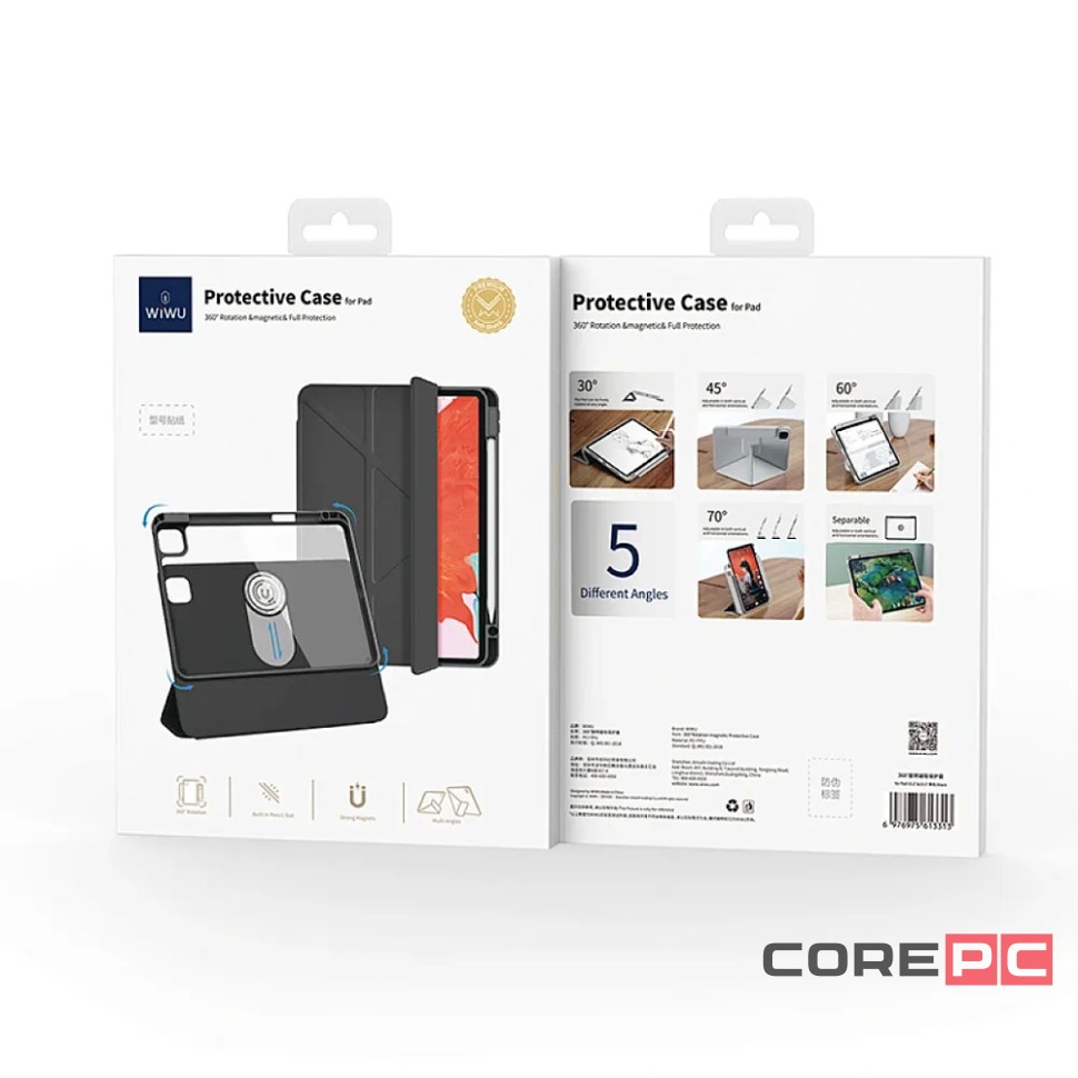 Чехол-книжка WIWU Rotating Magnetic Case 360° для Apple iPad 10.9 2020/Air 11 2024 (полиуретан с подставкой) (черный)