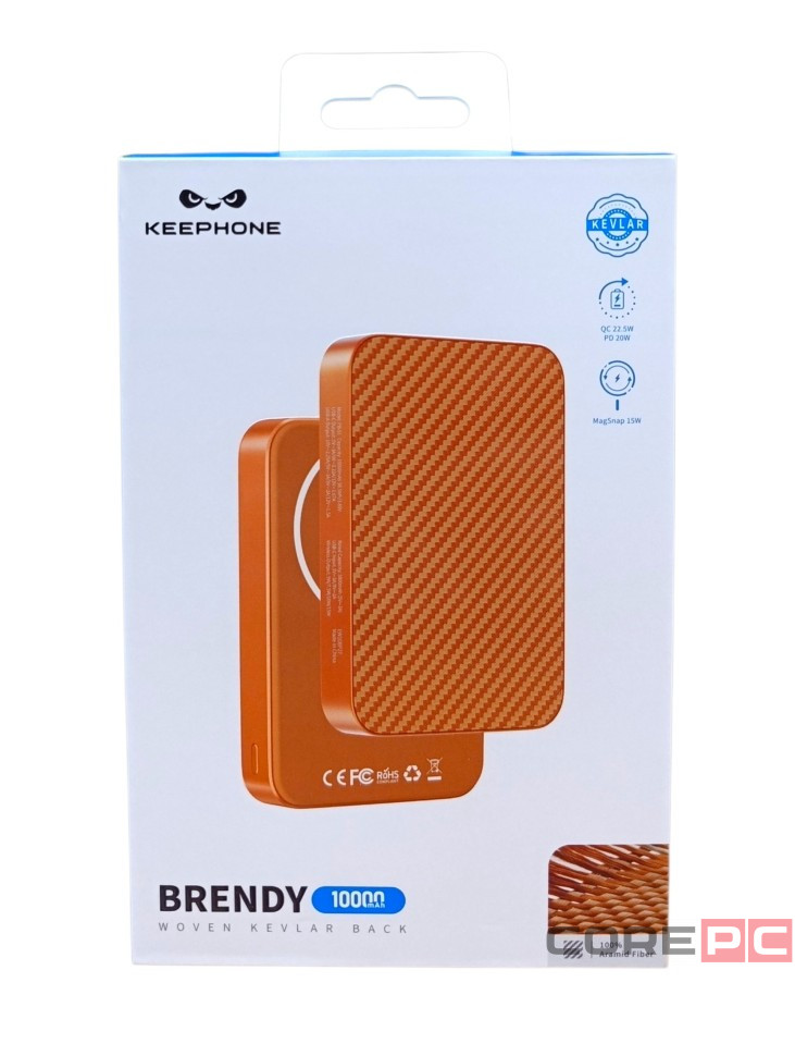 Powerbank магнитный с MagSafe Keephone Brendy Woven (Diago) 10000mAh оранжевый