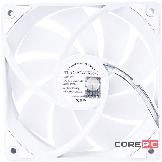Вентилятор для корпуса Thermalright TL-C12CW-X28-S ARGB White (TRTLC12CWX28S)