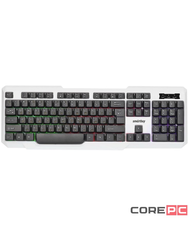 Клавиатура проводная Smartbuy ONE 333 USB/104 клавиш/Подсвет.Rainbow/1.5м, (SBK-333U-WK) бело-черная