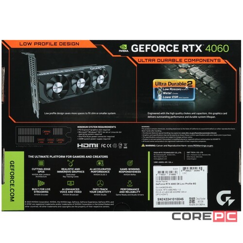 Видеокарта Gigabyte (GV-N4060D6-8GL) GeForce RTX 4060 8GB