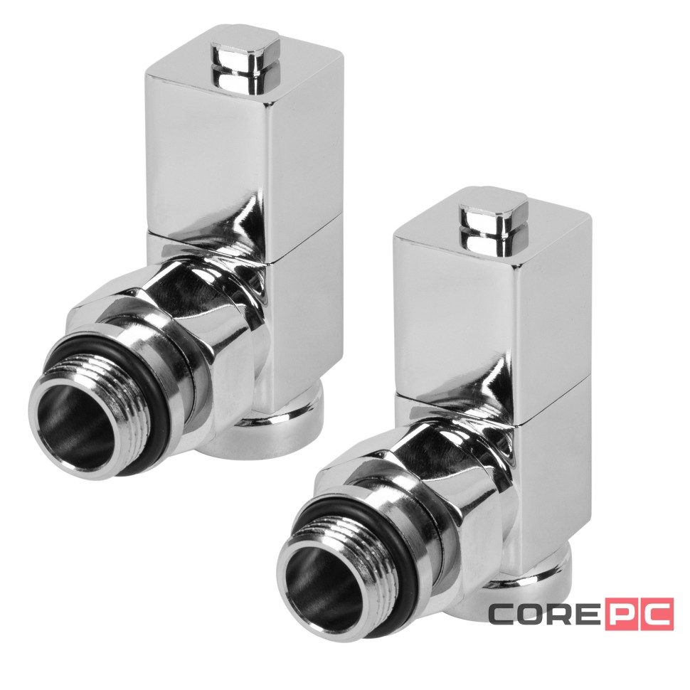 Набор дизайн-вентилей CUBE, угловой (хром) 1/2quot;