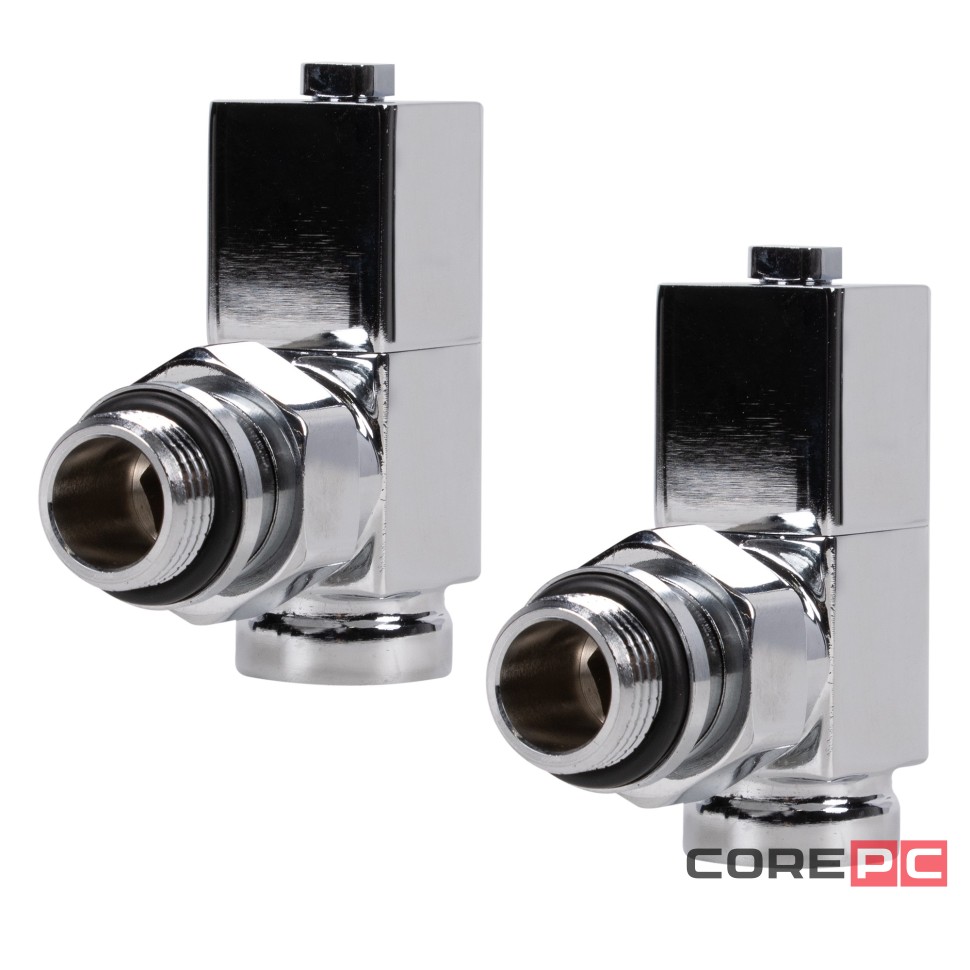 Набор дизайн-вентилей CUBE, угловой (хром) 1/2quot;