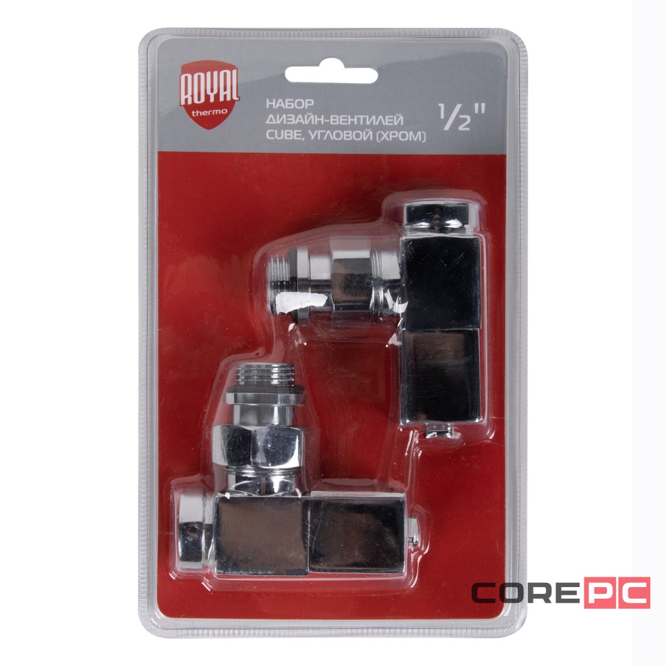 Набор дизайн-вентилей CUBE, угловой (хром) 1/2quot;
