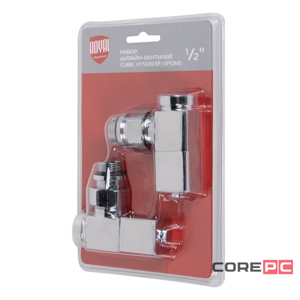 Набор дизайн-вентилей CUBE, угловой (хром) 1/2quot;