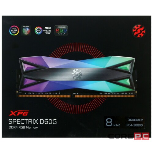 Оперативная память 16 Gb 3600 MHz ADATA XPG SPECTRIX D60 RGB Black (AX4U36008G18I-DT60)
