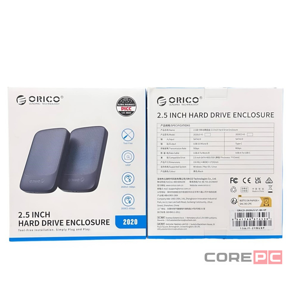 Внешний корпус для HDD 2.5" Orico 2020U3-V1 черный