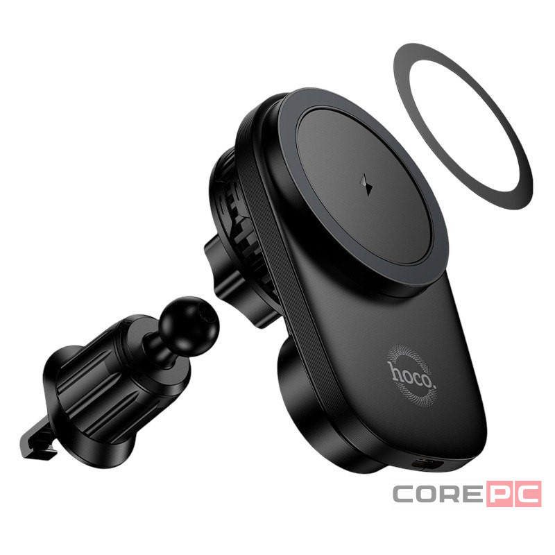 Держатель в автомобиль в воздуховод c беспроводной зарядкой Hoco HW36 15W черный