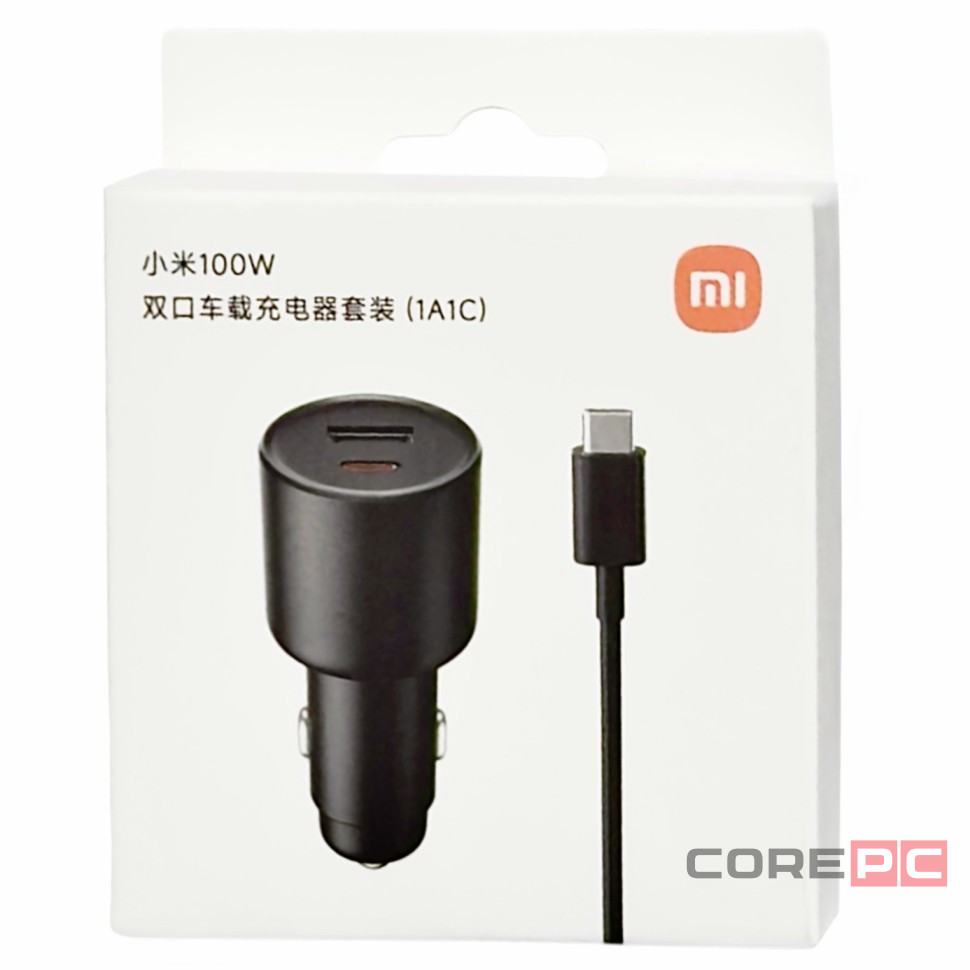 Автомобильное зар. устр. Xiaomi Car Charger 100W 1USB/1C с кабелем T-C на T-C MDY-16-ER черное