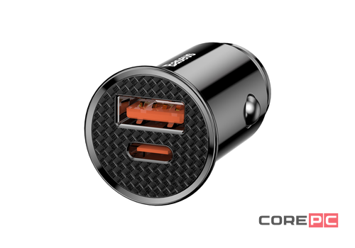 Автомобильное заряд. устр. Baseus Circular Plastic 1USB/1C 30W CCALL-YS01 черное