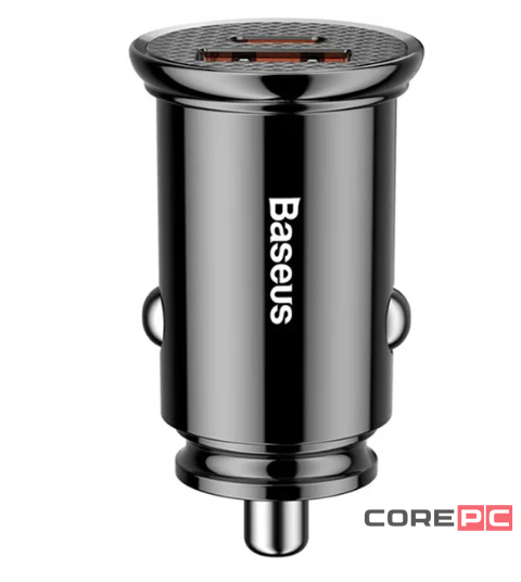 Автомобильное заряд. устр. Baseus Circular Plastic 1USB/1C 30W CCALL-YS01 черное