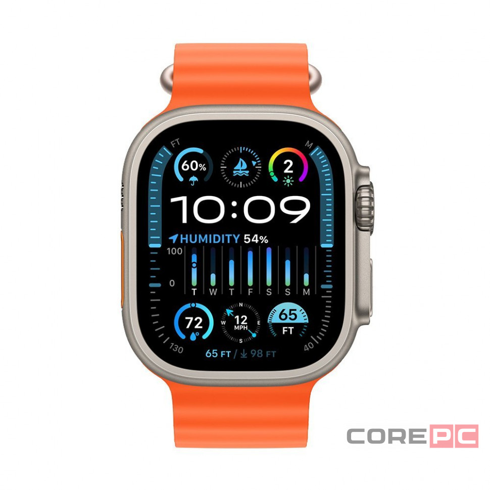 Apple Watch Ultra 2 49 mm Titanium Case Orange Ocean Band (One Size)