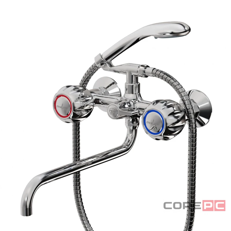 Смеситель для ванны и раковины MIXLINE МЛ02-02/ML02-02, вентильное управление, цвет хром
