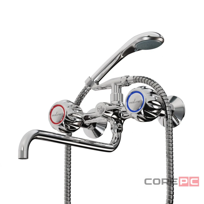 Смеситель для ванны и раковины MIXLINE МЛ02-02/ML02-02, вентильное управление, цвет хром