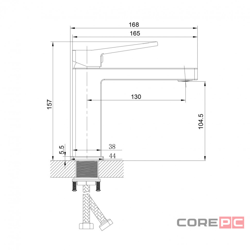 Смеситель для раковины Haiba HB10732-5, рычажное управление, цвет золото матовое